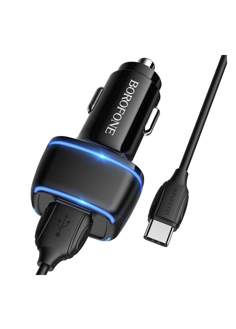 Автомобильное зарядное устройство BZ14 Max Dual Port (USB - Type C) Black Borofone (328925779)