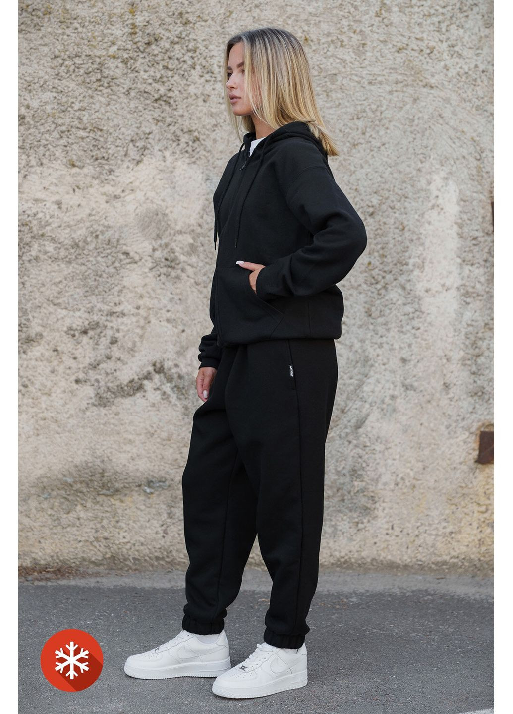 Жіноче Утеплене Зіп Худі На Флісі Зіпер З Принтом Streetwear Kane Black Without (372520000)