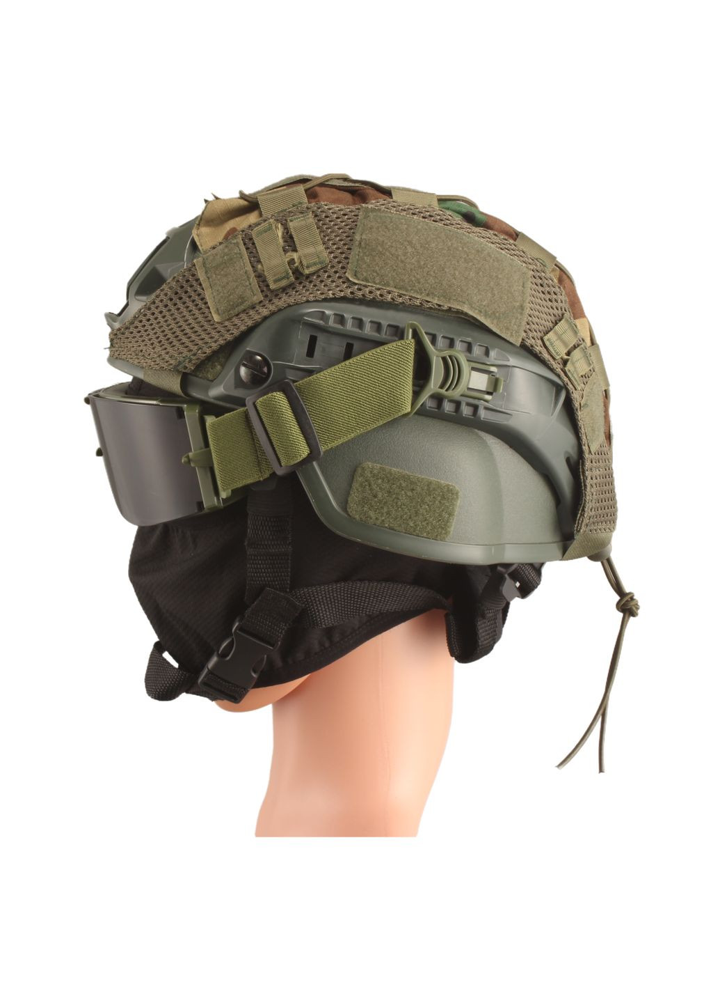 Тактические очки-маска с креплением на каску и тремя сменными линзами Олива Solve (329741359)