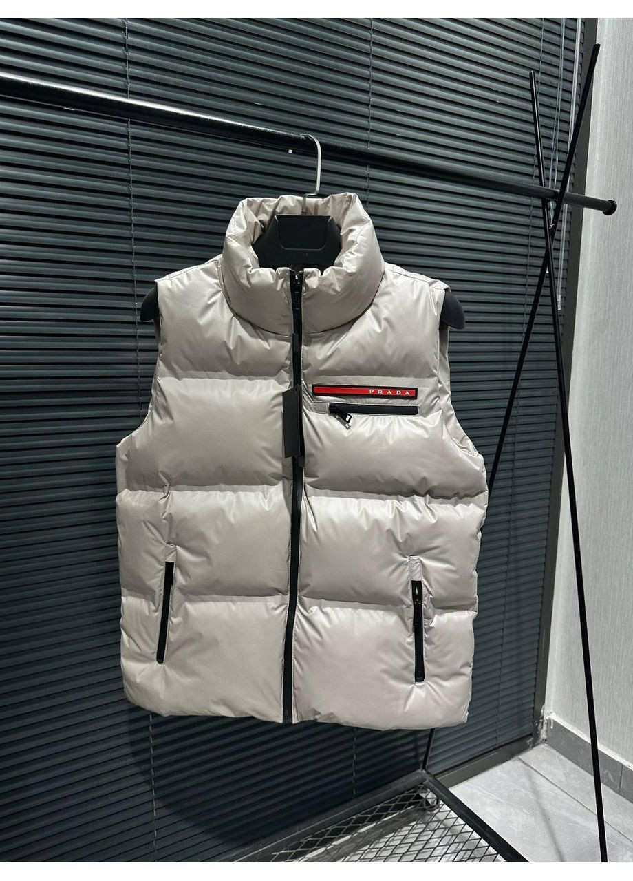 PREMIUM чоловіча жилетка кремова пухова в стилі prada No Brand (366352313)