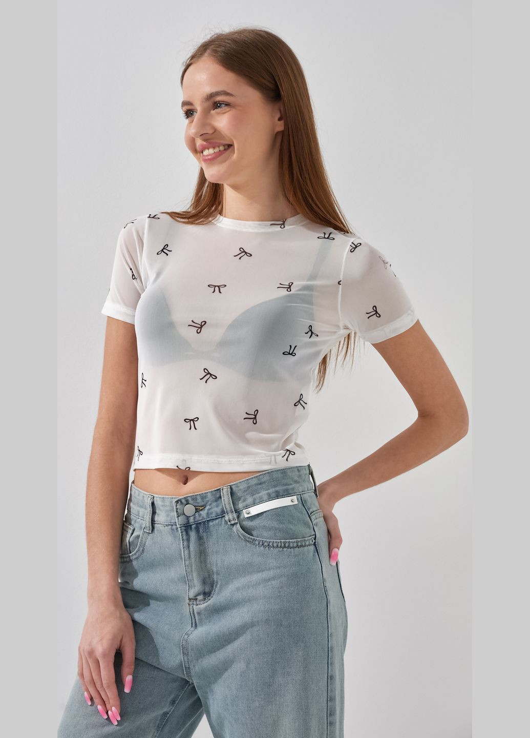 Футболка с узором женская 25078 Белый shop (2000990983947) Poncik - (362744929)