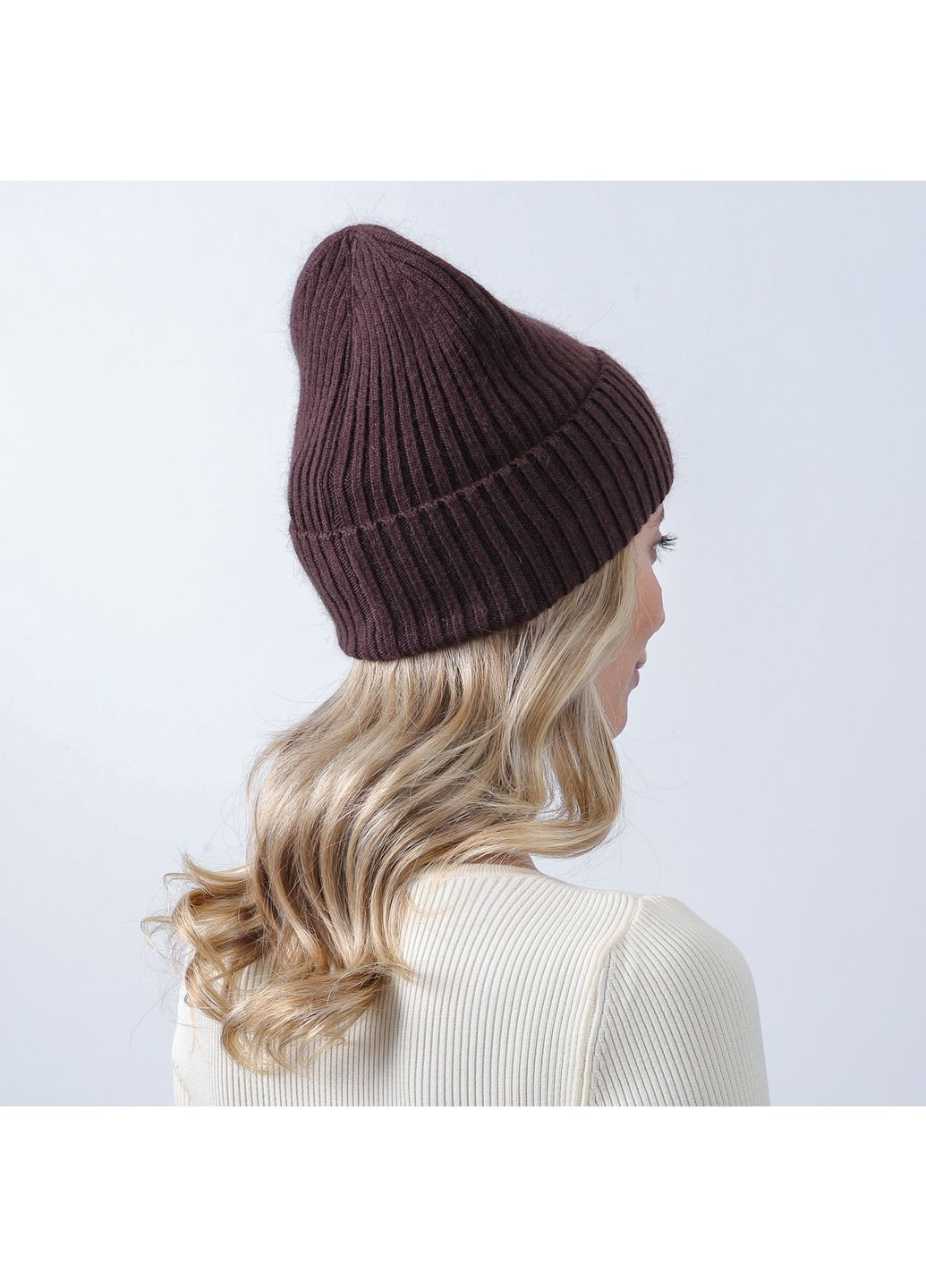 Шапка бини женская шерсть коричневая FREDERICK LuckyLOOK 676-107 (362576654)