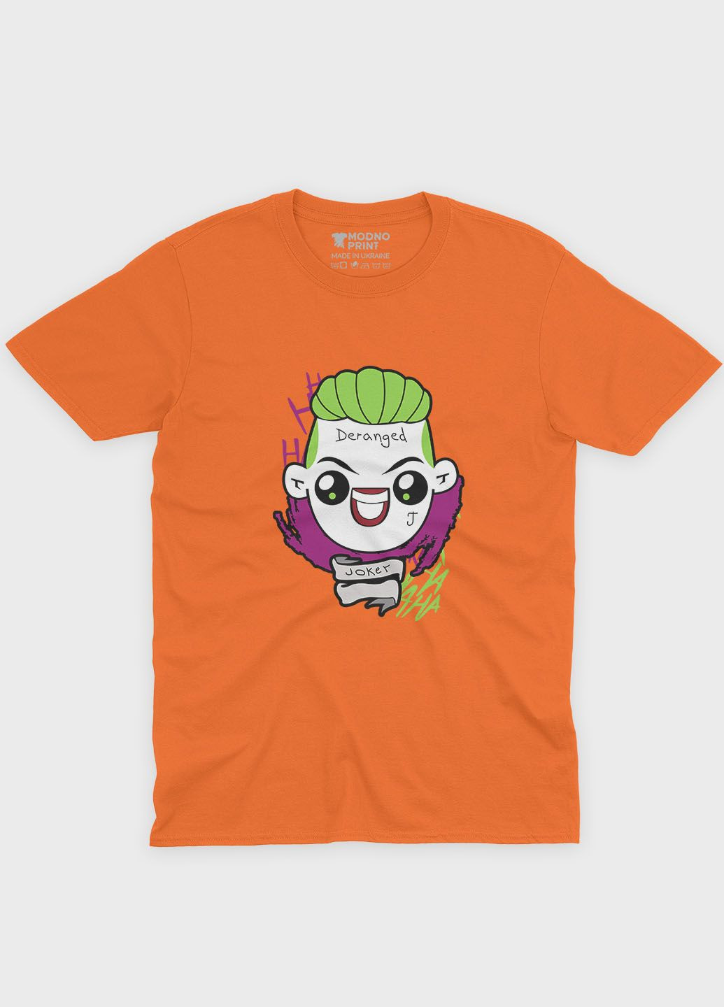 Помаранчева чоловіча футболка з принтом суперзлодія - джокер (ts001-1-ora-006-005-012) Modno