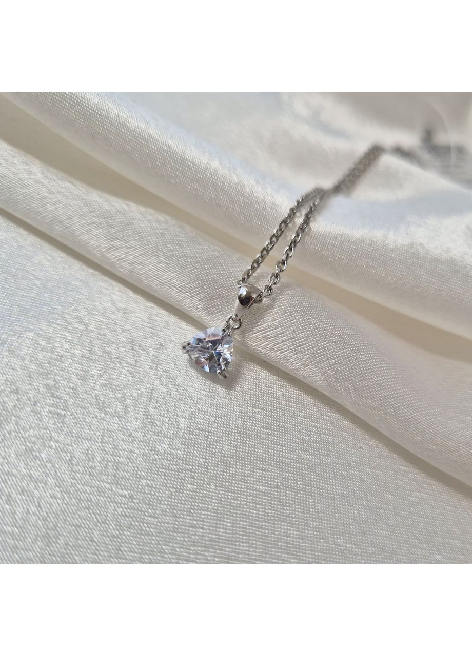 Серебряная подвеска кулон с Треугольным Белым камнем серебро 925 пробы Родированное 1690-6п 0.98г No Brand (355343924)