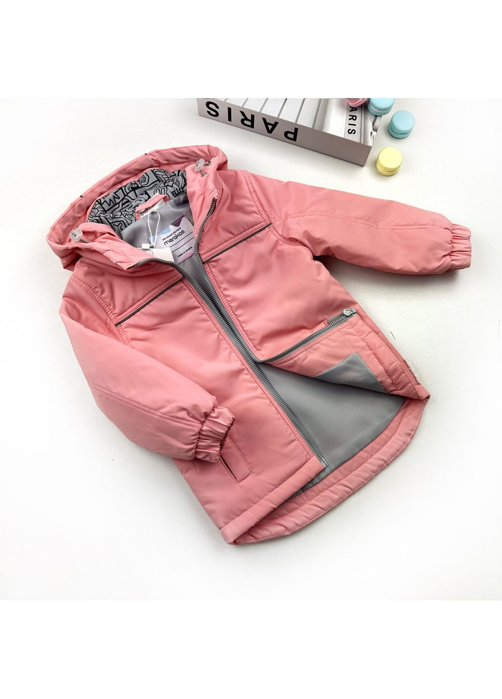 Персикова демісезонна куртка на slimtex однотонна для дівчинки з капюшоном (1-jac-ny-sl-dh-25-1-05242) Marakas