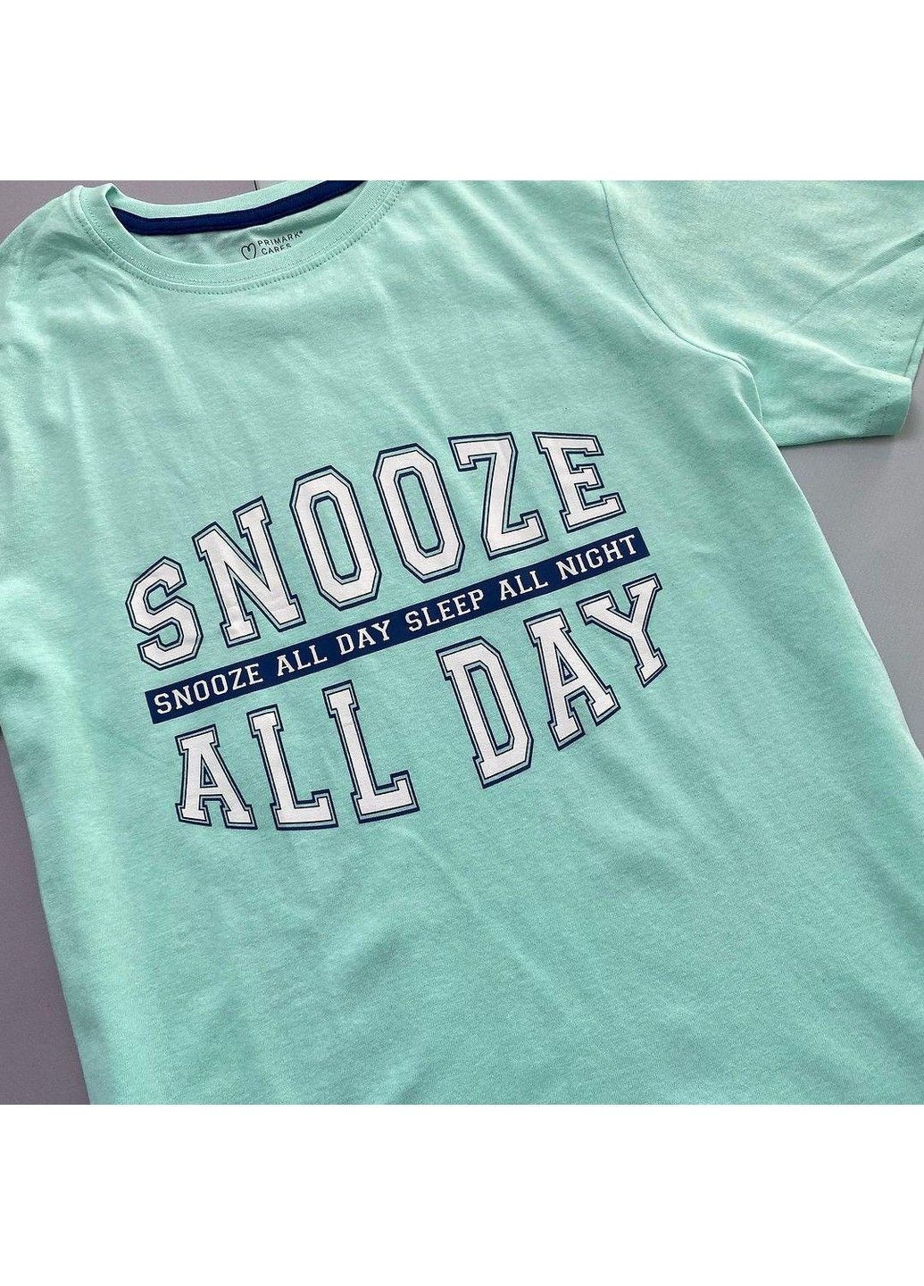 Синяя пижама хлопковая (сборный комплект) детская футболка+штаны, мятная, синяя Primark