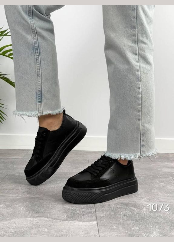 Черные кожаные кроссовки на толстой подошве, кеды, кроссовки, кроссовки женские Jessica Suppo чёрные демисезоны (317831752)