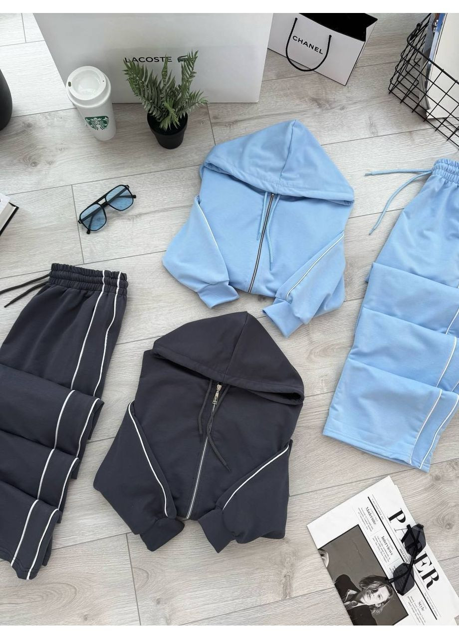 Костюм двойка Турецкая двунитка брюки палаццо и кофта с лампасами Україна (357075964)