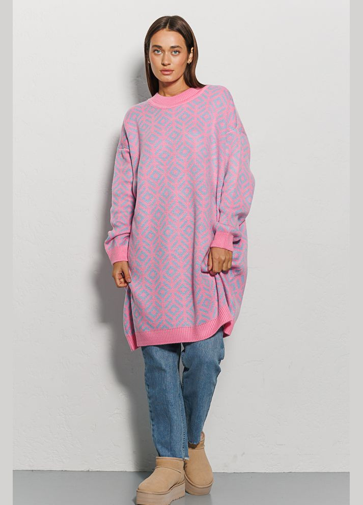 Розовое вязаное платье oversize Arjen