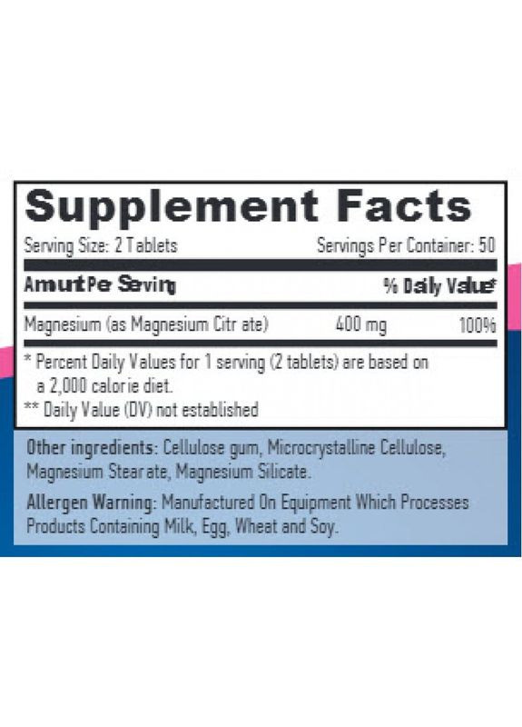 Цитрат магнію Magnesium Citrate 200 mg 100 tabs Haya Labs (293820186)