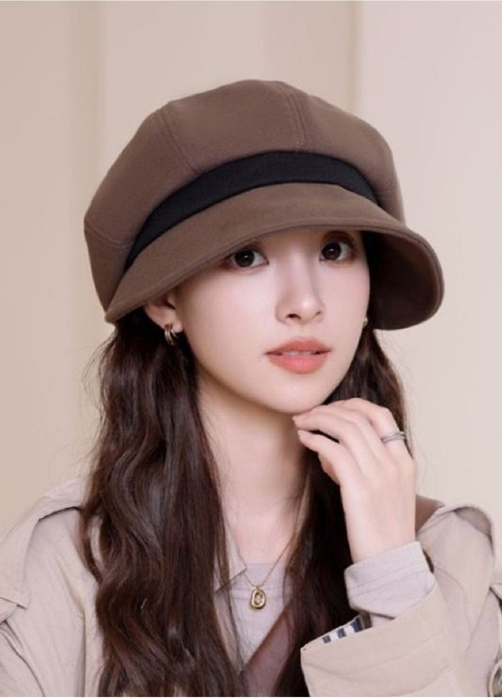 Жіноча Оверсайз Кепка Елегантний Класичний Осінній Капелюх з Широкими Полями та Декором No Brand жіноча кепка з широким козирком (364301683)