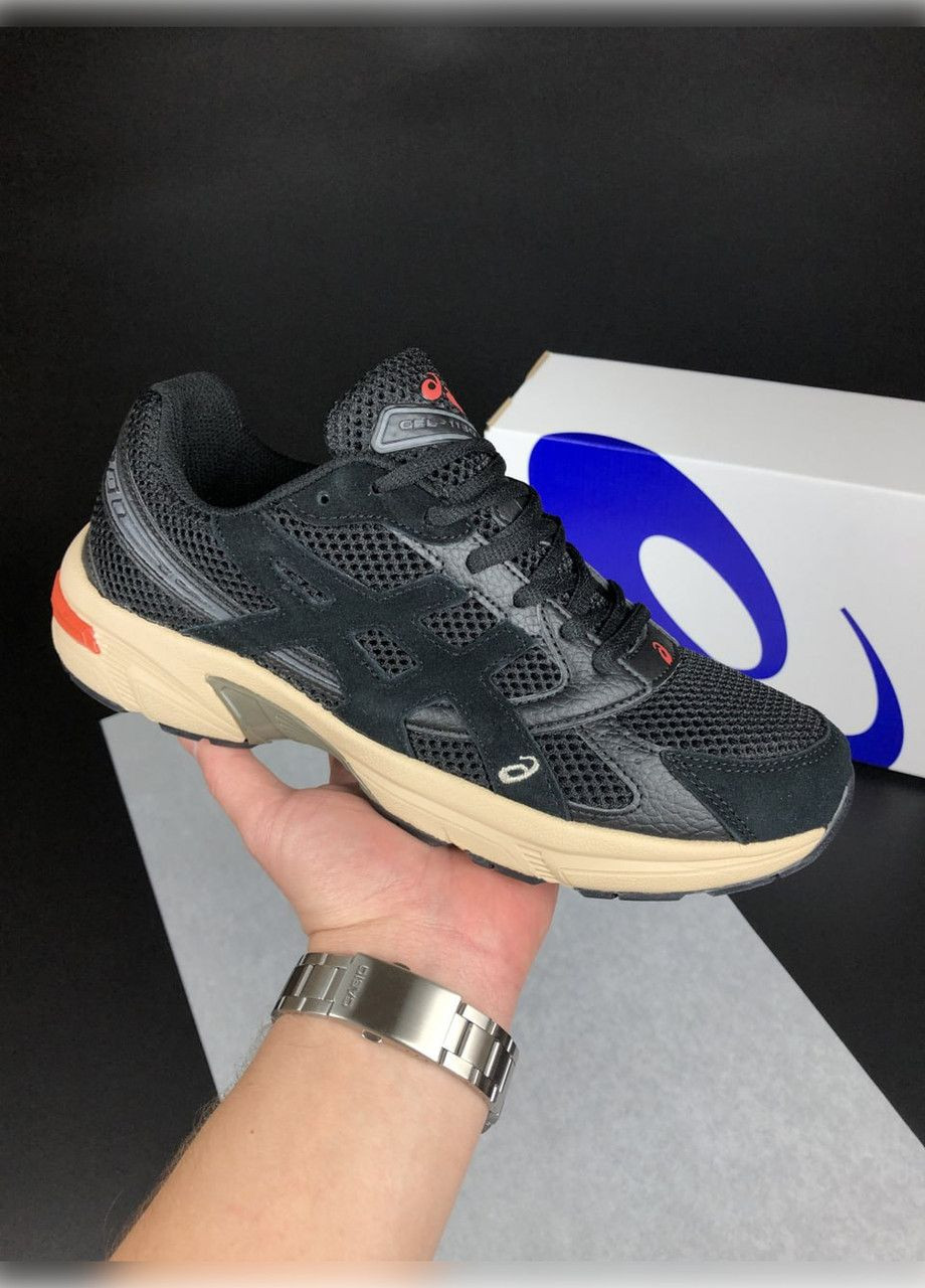 Черные демисезонные черные с бежевым\оранжевые демисезонные мужские кроссовки No Brand