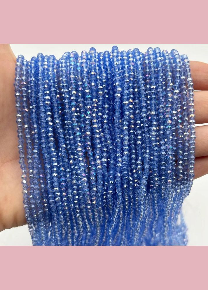 Намистини кришталеві Рондель, 4х3 мм, прозорі, блакитні, 120 шт No Brand (340485443)