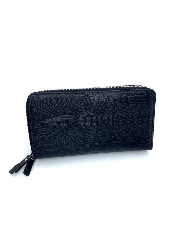 Чорний чоловічий класичний клатч гаманець на дві блискавці з крокодилом Balisa (316715402)