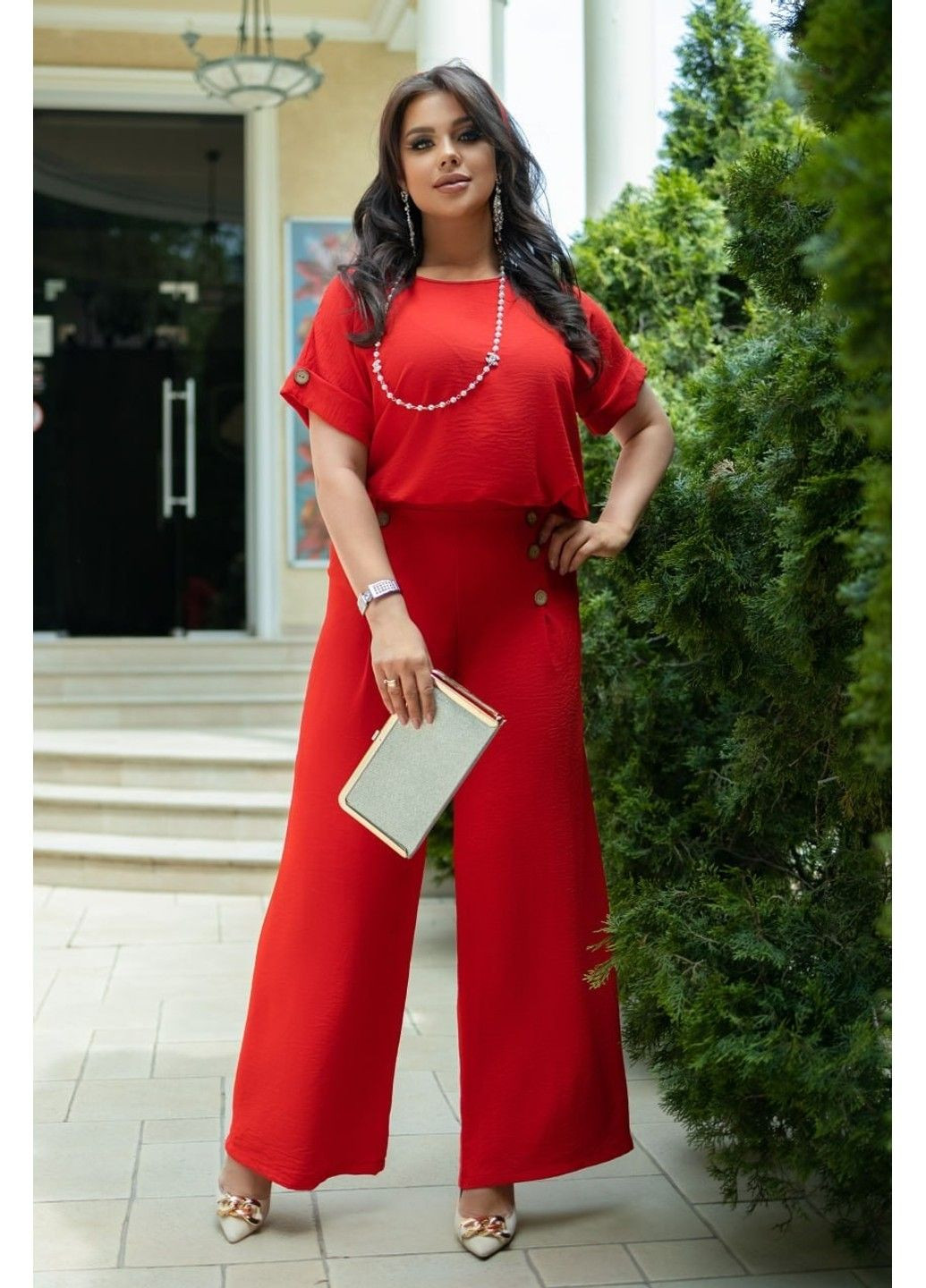 Костюм брючний, трансформер, мод ІТ-2005, червоний, розмір 62-64 No Brand (355469798)