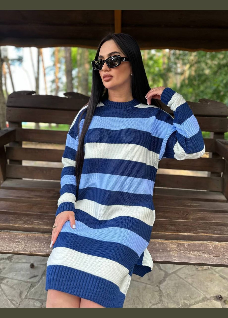 Синее женское вязаное шерстяное платье джулия синее You Best