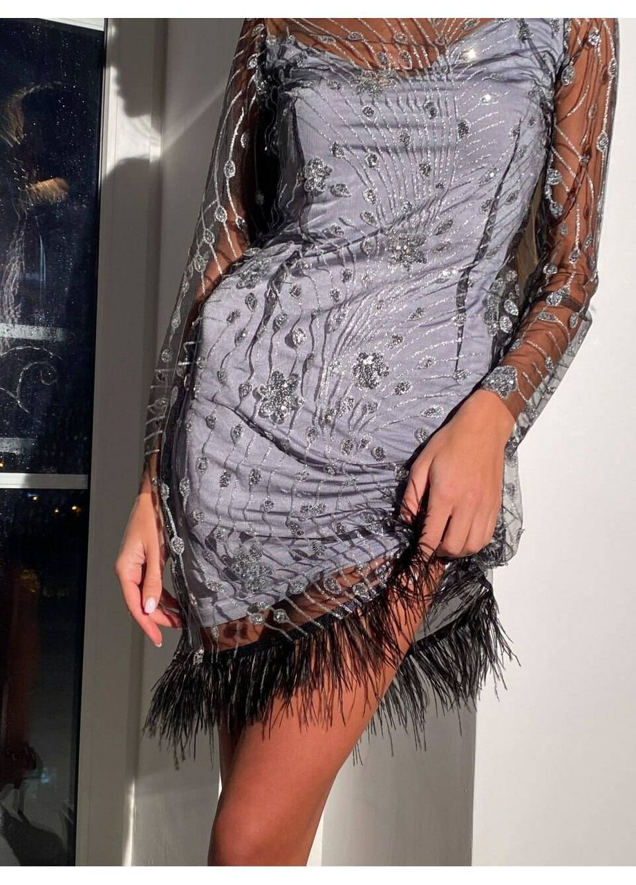 Сіра сукня afrodita mini колір чорний/сірий milirud