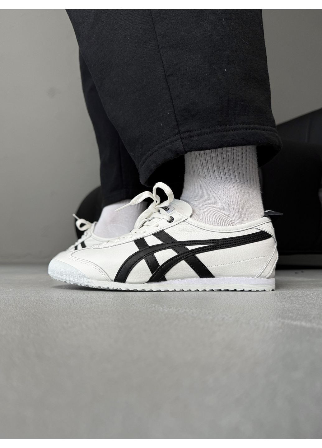 КРОССОВКИ ЖЕНСКИЕ ASICS ONITSUKA TIGER MEXICO WHITE / BLACK АСИКС ОНИТЦУКА ТАЙГЕР No Brand чёрные демисезоны (367173783)