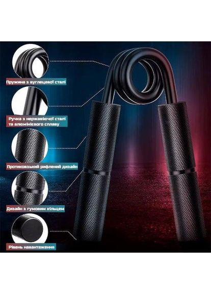 Эспандер кистевой 67,5 кг металлический, с накладками, цвет черный No Brand (349824684)