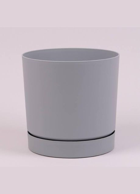 Горщик пластмасовий з підставкою TUBO P світло-сірий 11 см 93307 Flora (311569911)