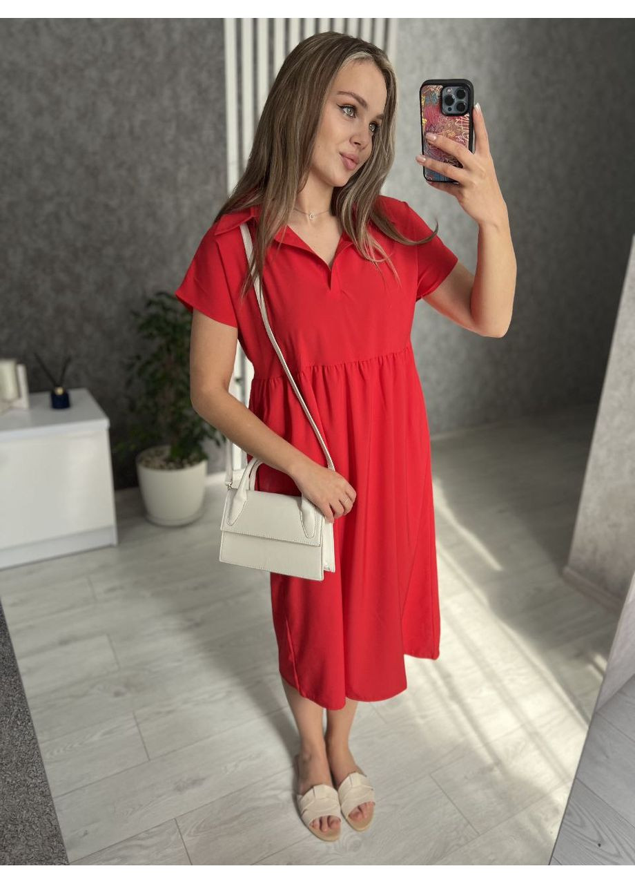 Красное повседневный платье женское Україна однотонное