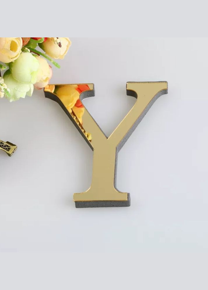 3D Зеркальная золотая буква Y наклейка 20 см высота No Brand (302242745)