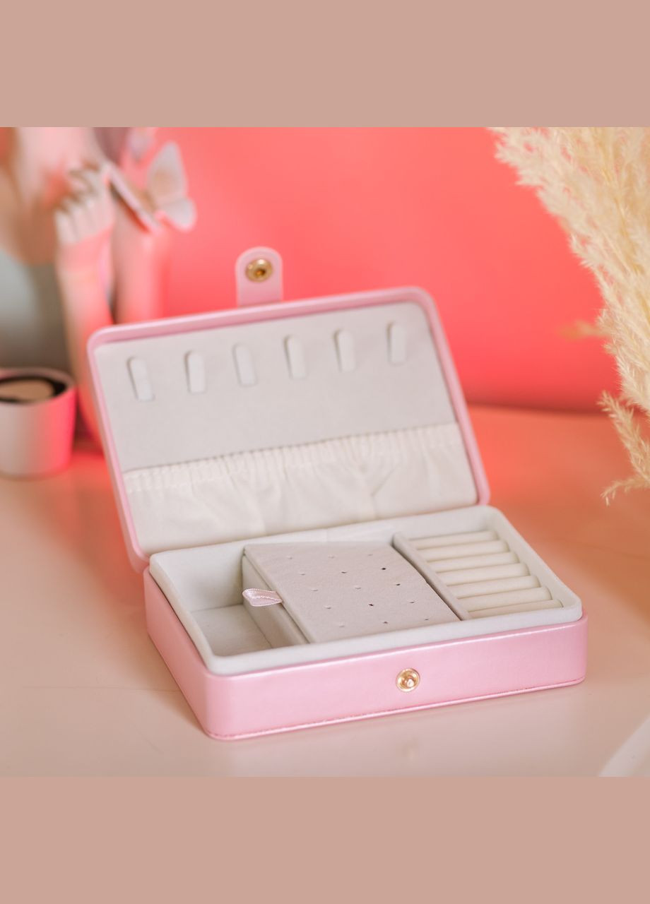 Скринька-органайзер для прикрас на кнопці 16х11х4.7см рожевий Yiwu (327875047)