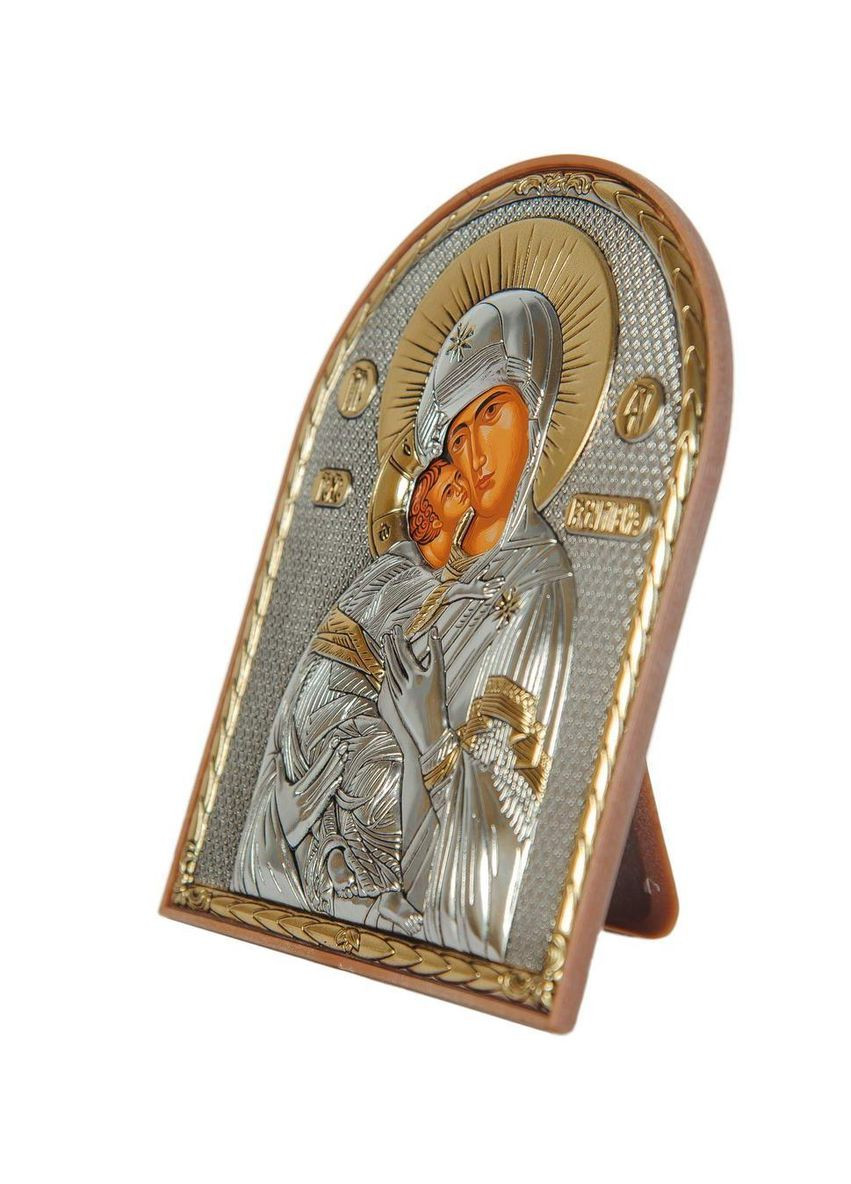 Серебряная Икона Владимирская Божья Матерь 15,5х12см арочной формы в пластиковом киоте Silver Axion (266266133)
