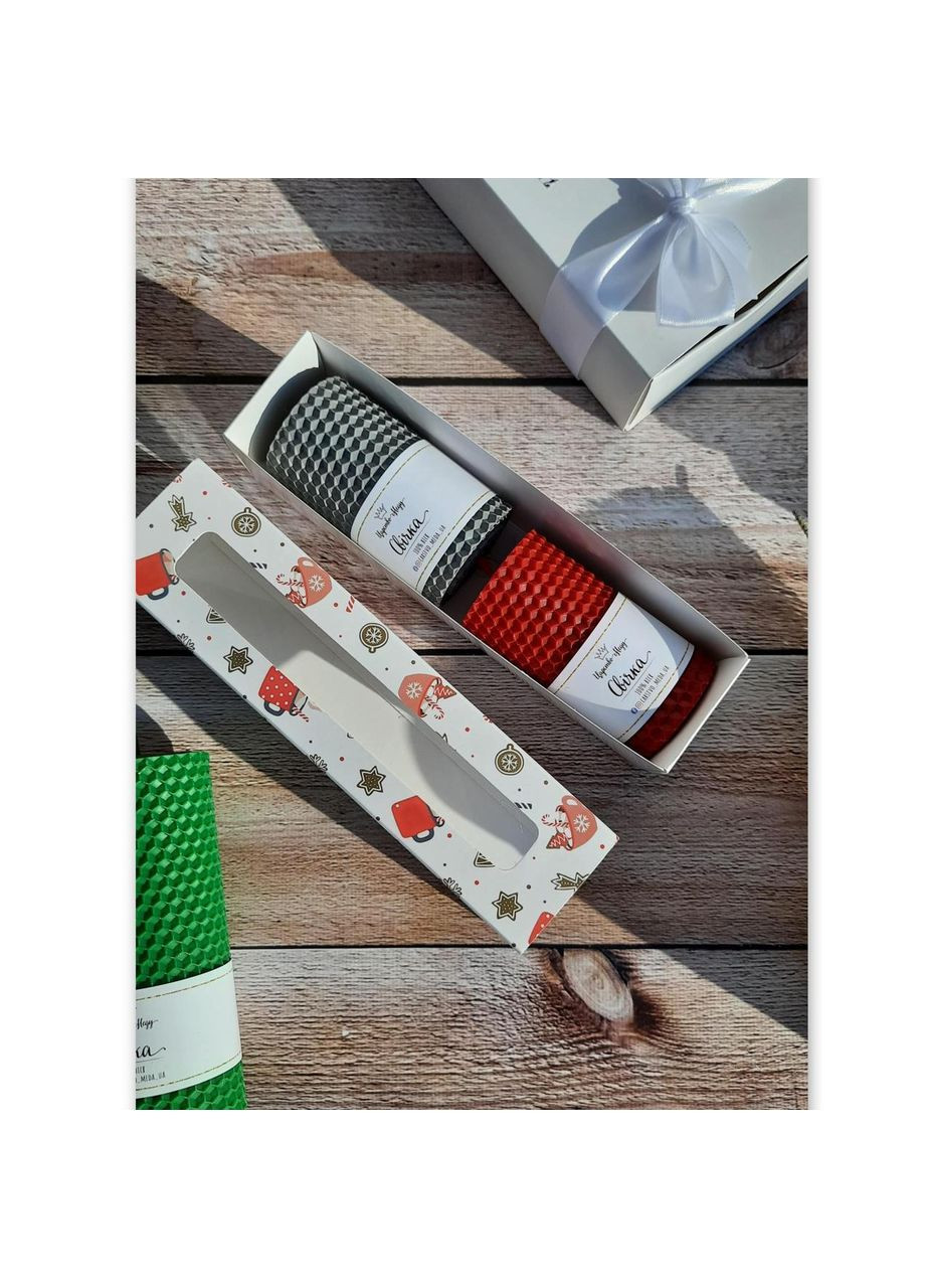 Набір свічок з вощини Новорічні, 2 шт по 8,5 см натуральний віск. Царство Меду (324627801)