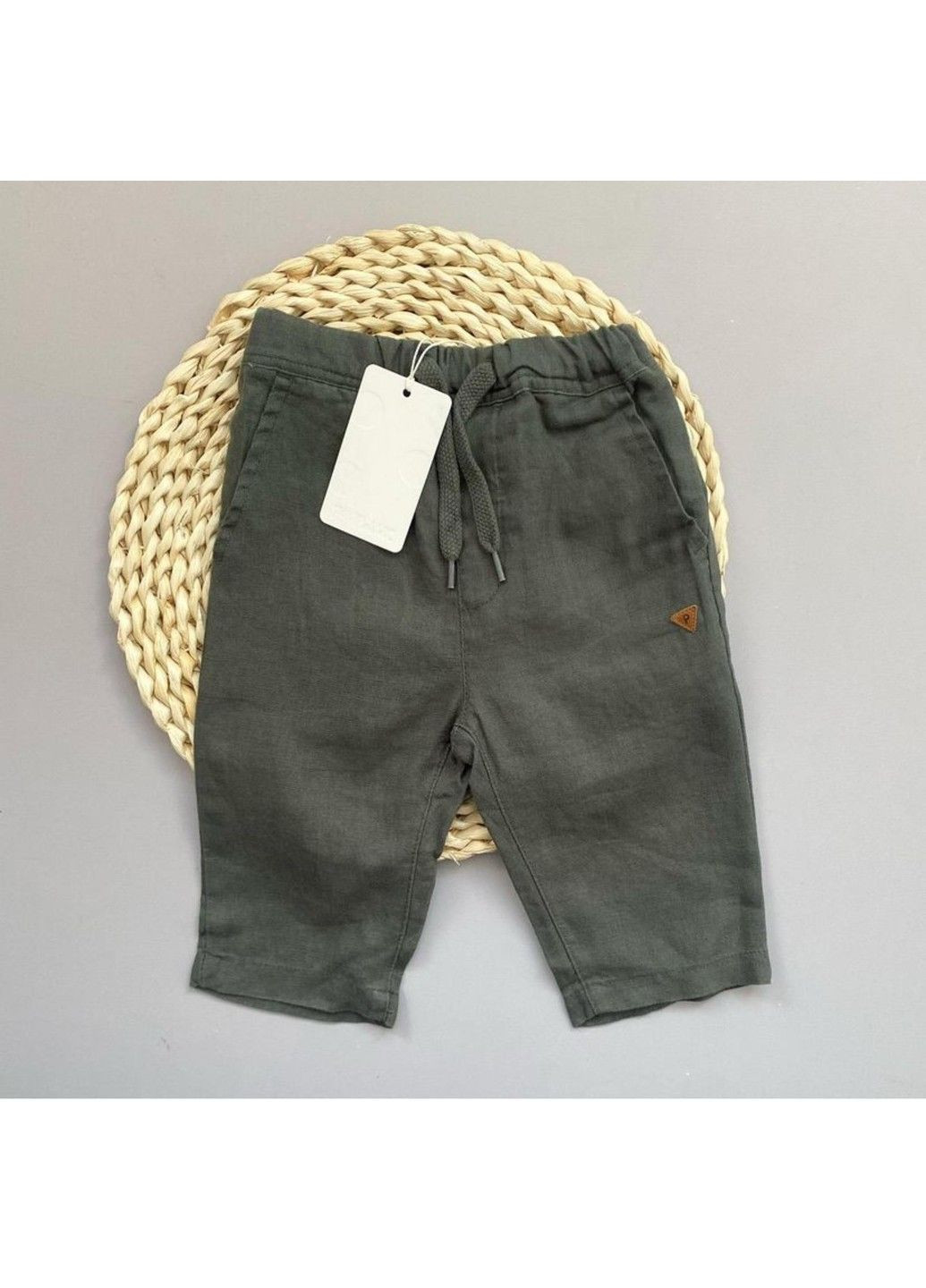 Штани легкі на хлопчика, хакі POMPdeLUX (333334483)