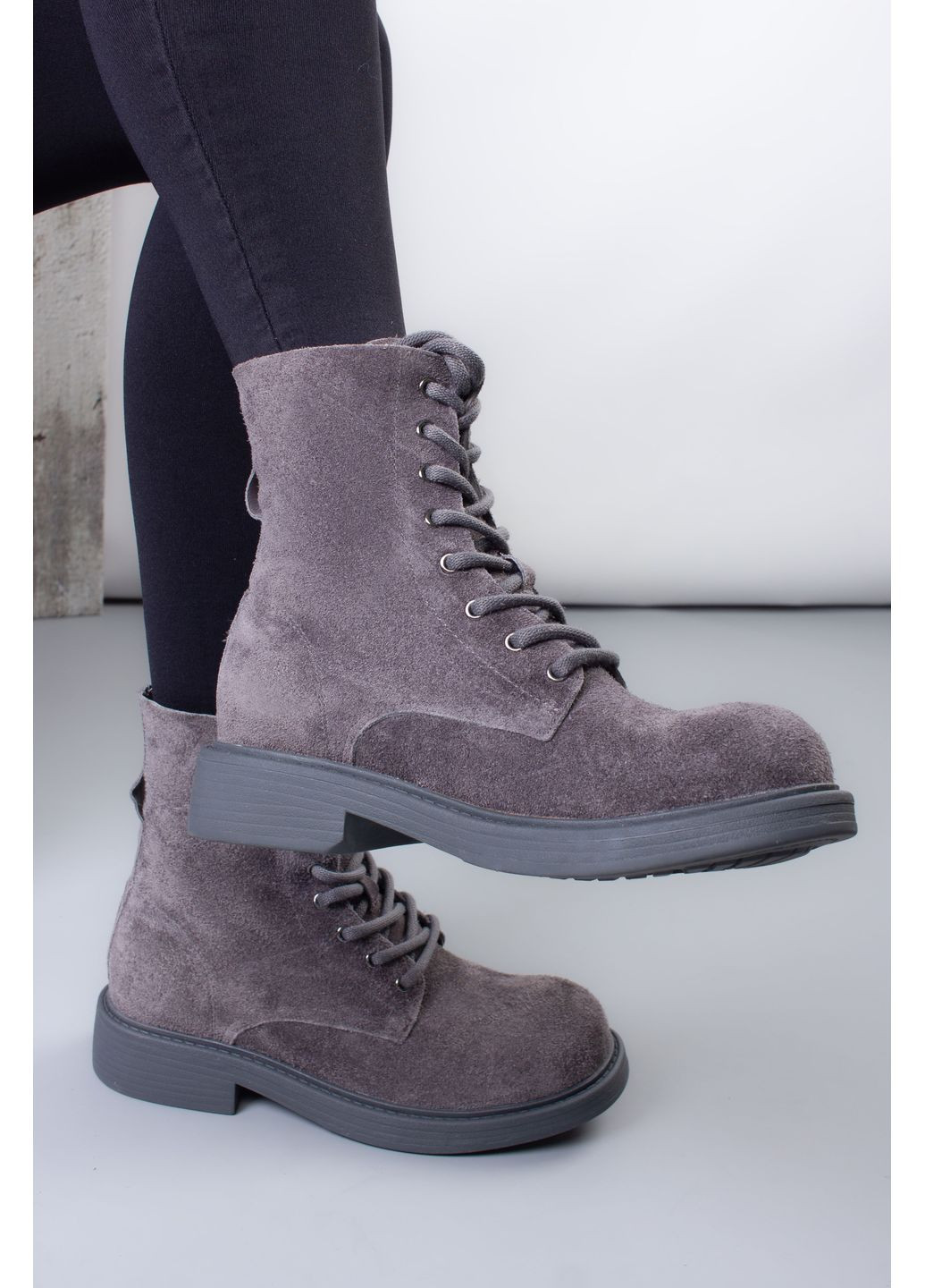 ботинки женские m380-1-3 натуральная замша серые 346575 Where Uwear