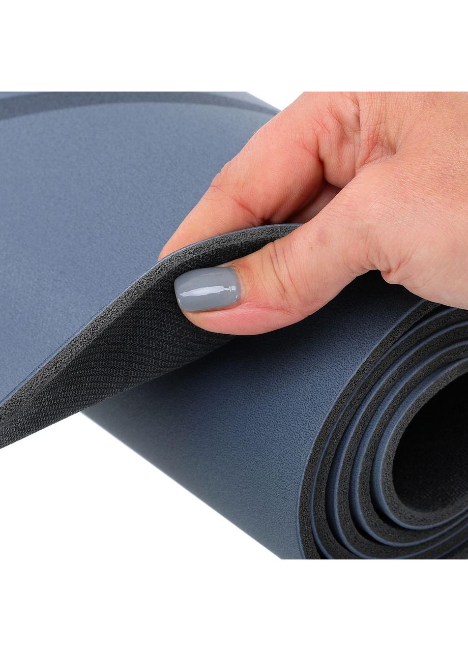 Коврик для йоги и фитнеса PU резина двухслойная 5мм FI-3867 (PU, RB, размер 183x68x0,5см, графитовый) Record (361439506)
