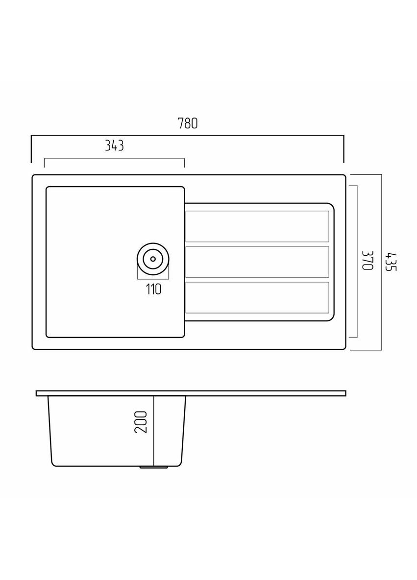 Гранитная мойка для кухни SOLID 7843 матовая Черный металлик Valeso (336934430)