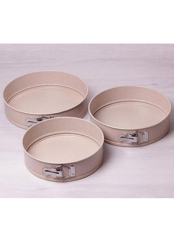 Набір роз'ємних форм Marble 3шт вуглецева сталь для випікання тортів запіканок 24 26 28 см Kamille (368981724)