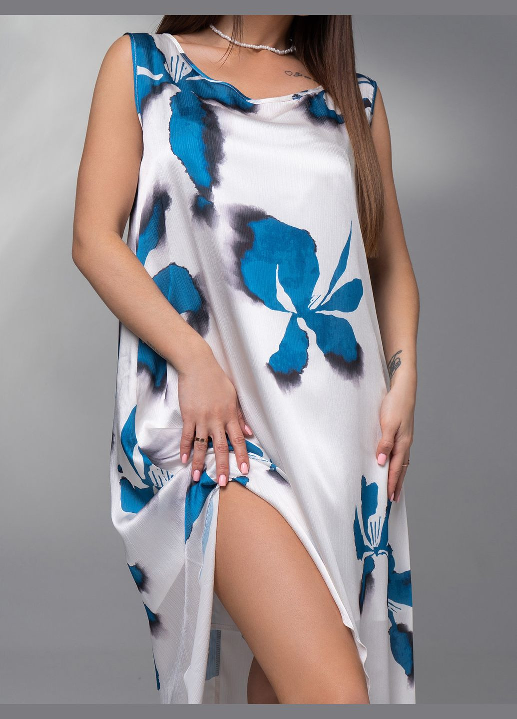 Білий повсякденний сукні ISSA PLUS з квітковим принтом