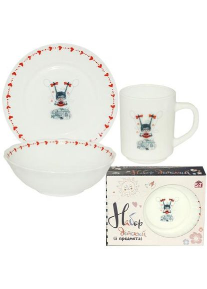 Детский набор "Девочка" 3 предмета, стеклокерамика S&T (372175816)