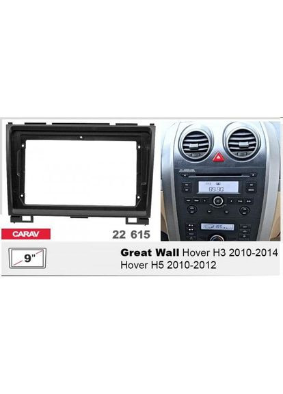 Перехідна рамка серії 22-615 для Great Wall Hover H3 2010-14, Hover H5 2010-12, X240 2012+ 9 дюймів Carav (346505670)