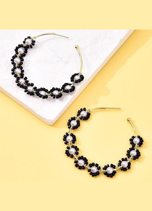 Чорно-білі перлинні сережки сережки кільця, нові! арт. 5014 Fashion Jewelry (336950267)
