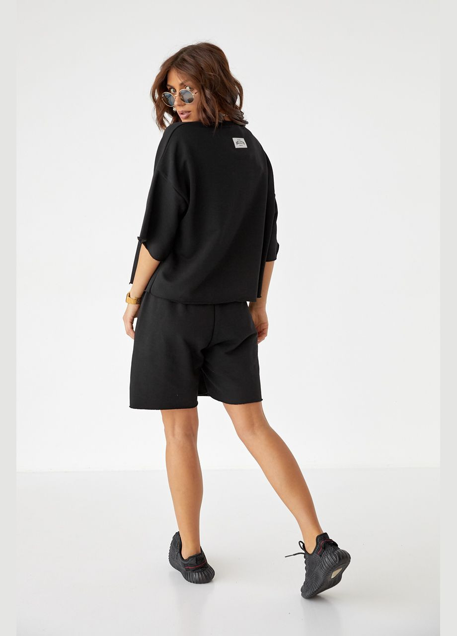 Однотонний трикотажний костюм з шортами та футболкою Liton (296909006)