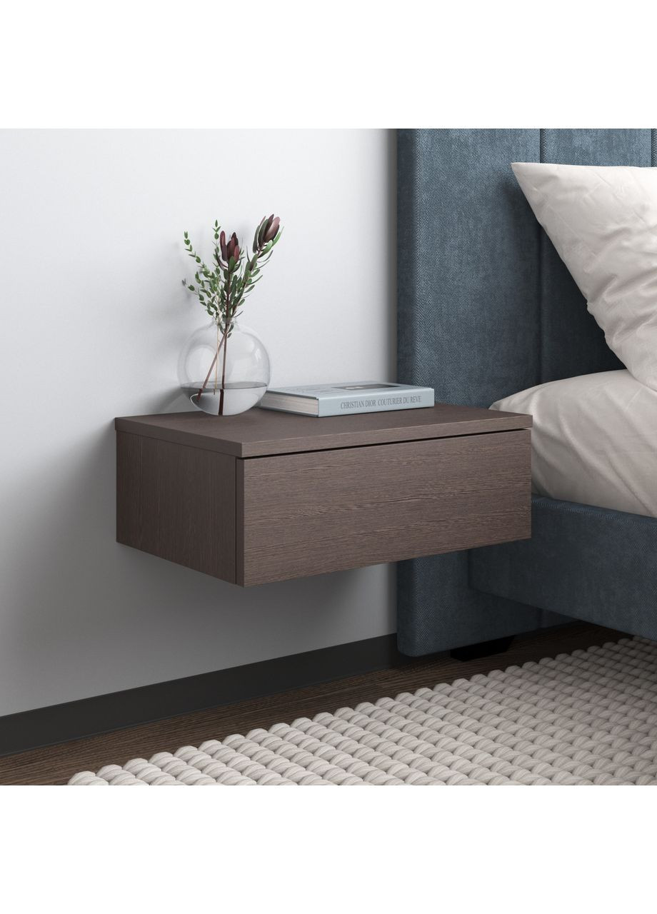 Тумба прикроватная навесная с ящиком в спальню 450x160x300 венге темный (hm-34-vg) VAYS (363134969)