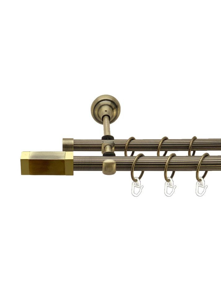 Карниз Квадро металевий дворядний відкритий рифлена труба Антик 19\16 мм 300 см (00-00017354) ORVIT (300280379)