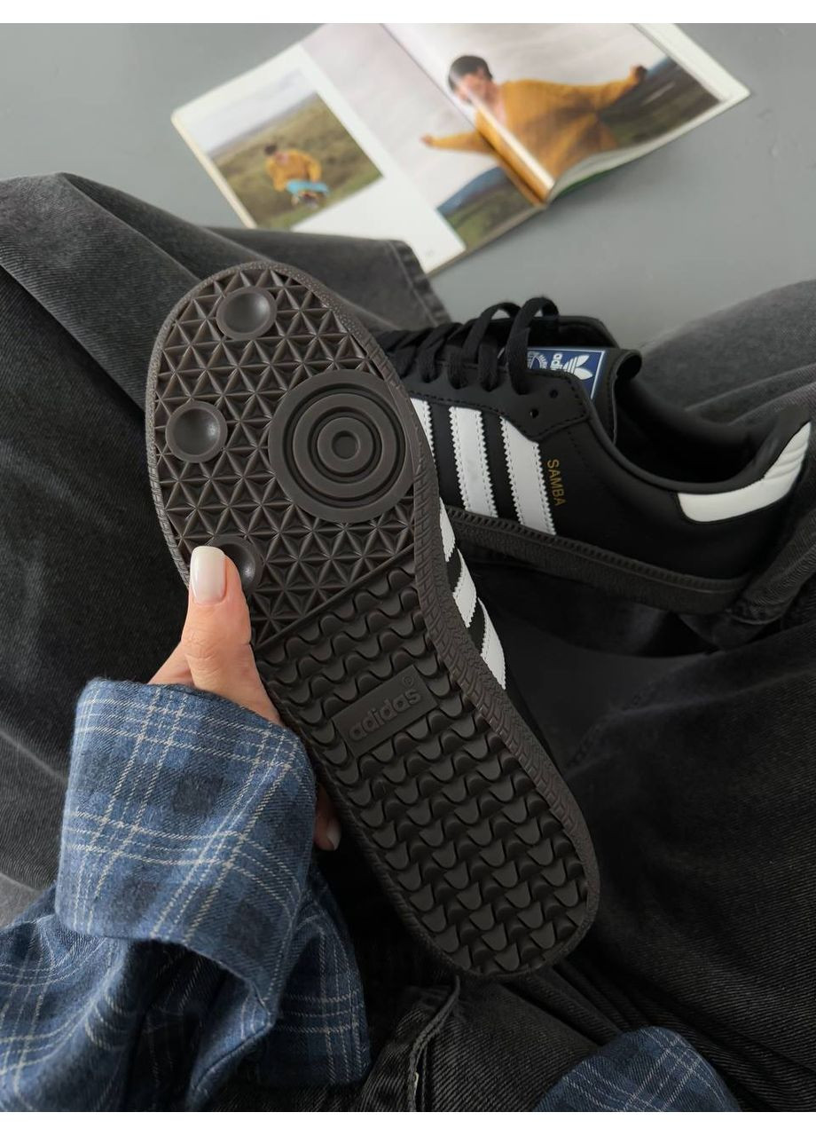 Чорні Осінні кросівки чоловічі і жіночі adidas samba black white | адідас самба чорні No Brand