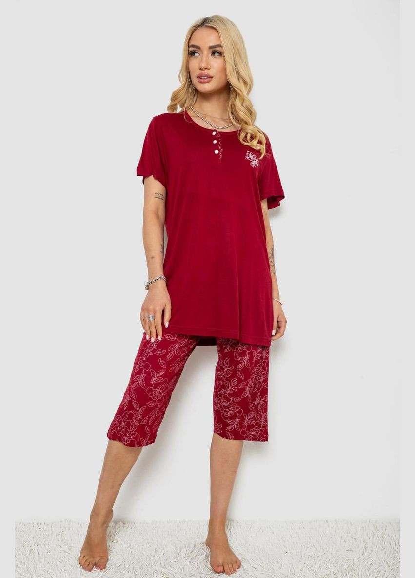 Бордова піжама жіноча з принтом Stil Moda 243R6890