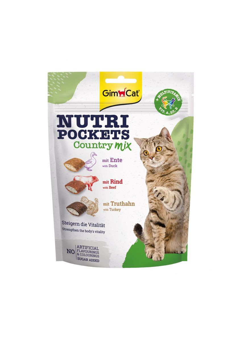 Ласощі для кішок GimCat Nutri Pockets Country Mix, 150 г Gimpet (292258803)