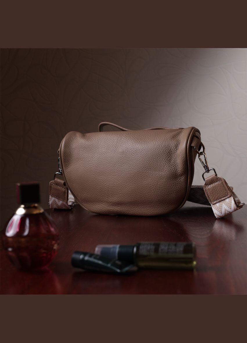 Летняя женская кроссбоди через плечо в классическом цвете из натуральной бежевой кожи 22657 Vintage (329196654)