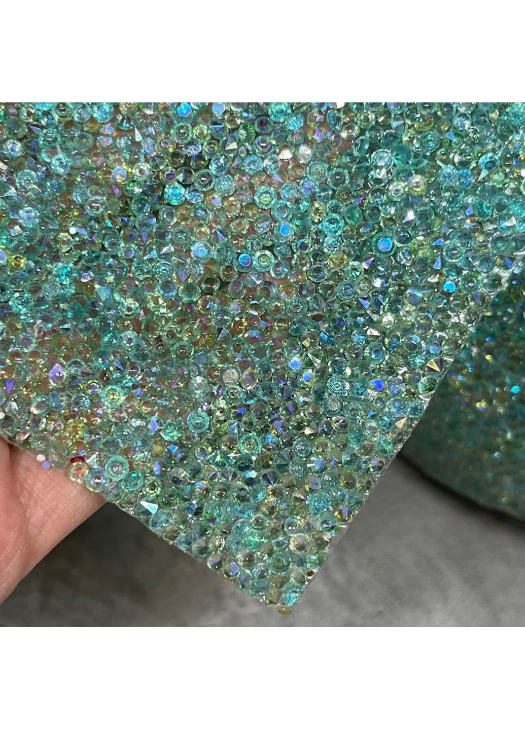 Стразовое полотно на клеевой основе, размер 20*24 см, арт 06909, бирюзовый, лист No Brand (327878266)