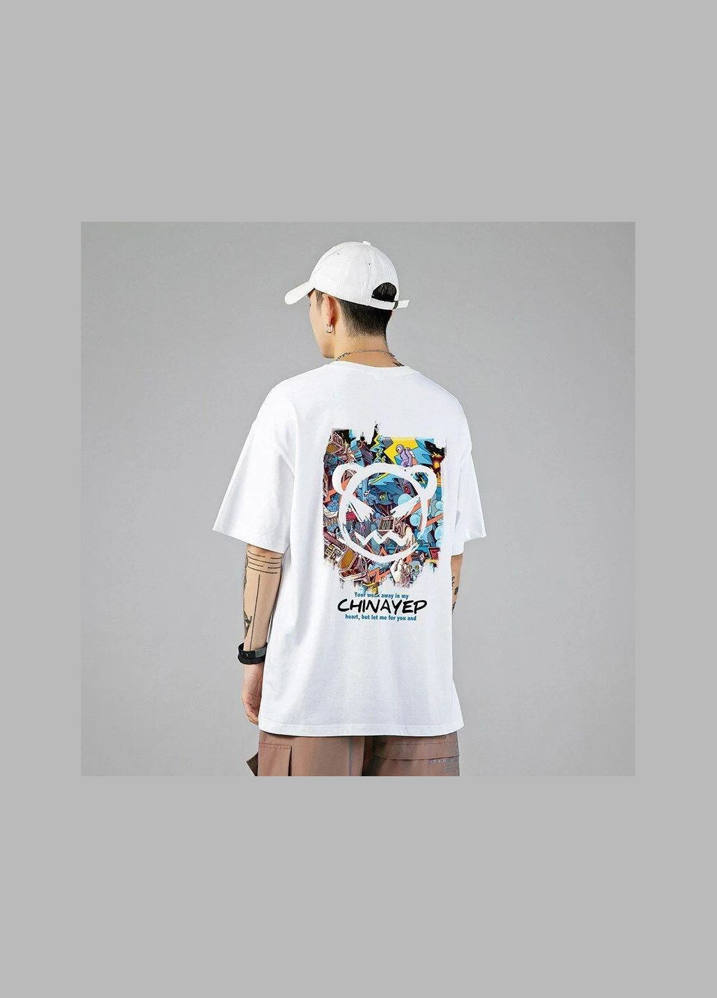 Біла футболка чоловіча с принтом біла 2664088850 No Brand