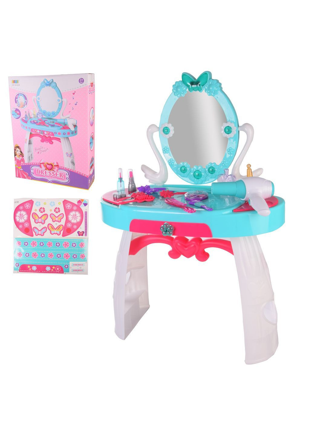 Трюмо детское с аксессуарами для девочек, размер 50х24х70 см, в коробке - No Brand 8238 (371929246)