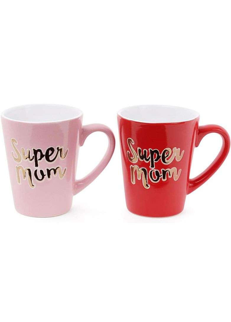 Керамічний кухоль Super Mom 340мл Cup подарунок для мами із золотим написом чашка для кави Bona (368989895)