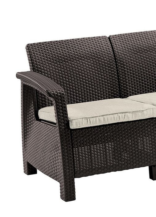 Диван пластиковий садовий Corfu II Love seat, коричневий Keter (329407703)